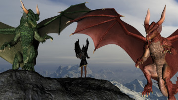 Картинка 3д+графика существа+ creatures девушка взгляд фон демоны