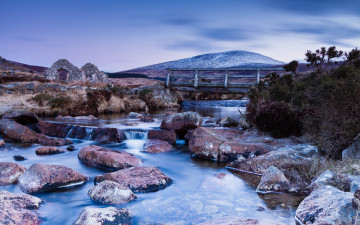 Картинка природа реки озера мост камни поток