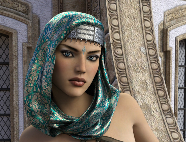 Обои картинки фото 3д графика, портрет , portraits, фон, взгляд, девушка