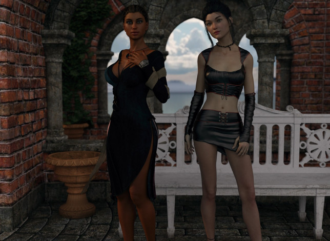 Обои картинки фото 3д графика, люди , people, фон, взгляд, девушки