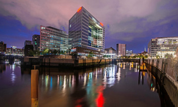 Картинка hamburg города гамбург+ германия огни ночь