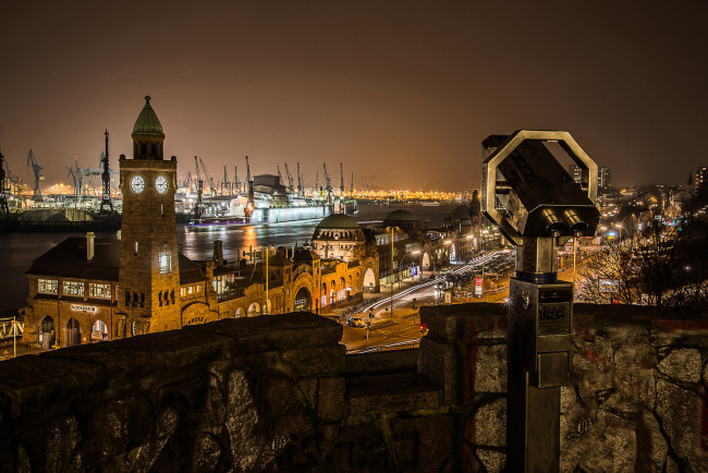 Обои картинки фото hamburg, города, гамбург , германия, огни, ночь