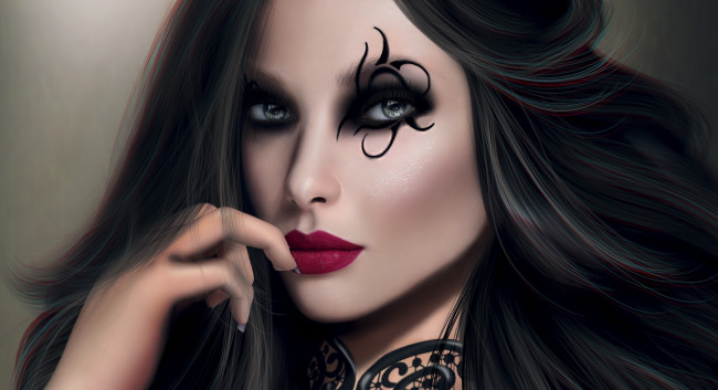 Обои картинки фото 3д графика, портрет , portraits, макияж, волосы, девушка