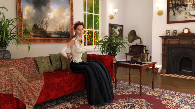 Обои картинки фото 3д графика, люди , people, девушка, взгляд, фон