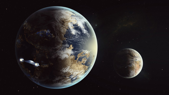 Обои картинки фото космос, арт, звезды, галактики, вселенная, планеты