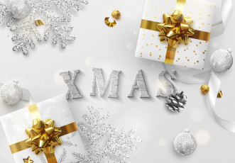 Картинка праздничные подарки+и+коробочки снежинки шарики коробки подарки шишка