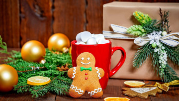 Картинка праздничные угощения пряничный человечек маршмеллоу