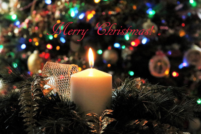 Обои картинки фото праздничные, новогодние свечи, свеча, огонек, надпись