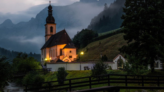 Обои картинки фото города, берхтесгаден , германия, костел