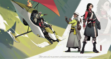 Картинка аниме оружие +техника +технологии люди летательный аппарат