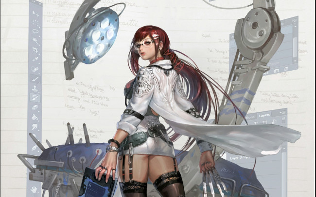 Обои картинки фото аниме, оружие,  техника,  технологии, девушка, механизм