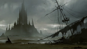 обоя фэнтези, замки, пейзаж