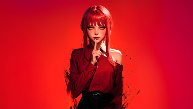 Обои картинки фото аниме, chainsaw man, девушка, блузка, юбка