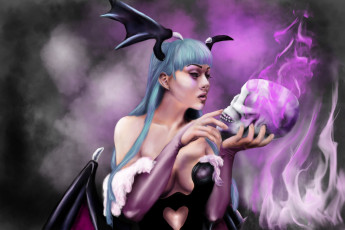 Картинка фэнтези демоны магия демоница череп