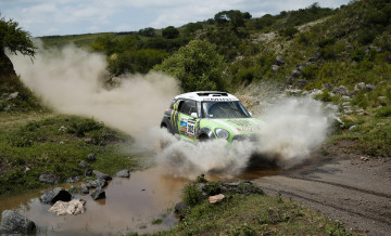 Картинка спорт авторалли брызги ралли дакар dakar мини купер mini cooper вода пыль