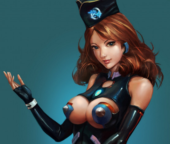 Обои картинки фото фэнтези, девушки, грудь, пилотка