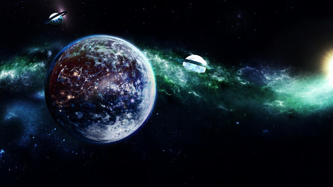 Обои картинки фото космос, арт, планеты