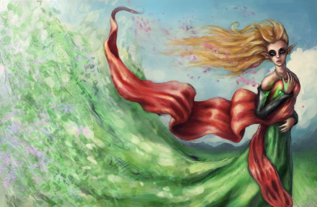 Обои картинки фото фэнтези, эльфы, платье