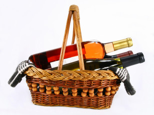 Картинка еда напитки +вино корзинка бутылки вино