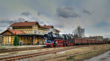 Картинка техника паровозы железная дорога рельсы локомотив состав