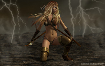 Картинка 3д+графика fantasy+ фантазия молнии девушка