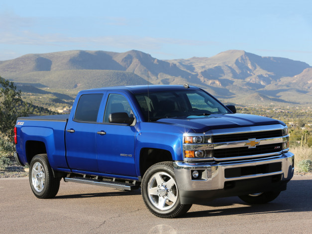 Обои картинки фото автомобили, chevrolet, синий, ltz, z71, 2500, hd, cab, 2014, silverado, crew