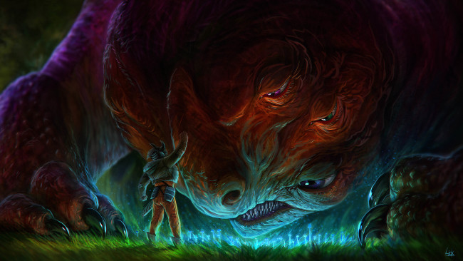 Обои картинки фото фэнтези, существа, монстр, когти, ласка, глаза, человек
