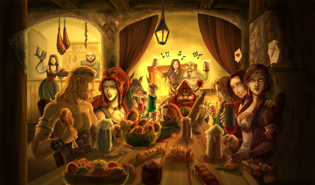 Обои картинки фото фэнтези, люди, пир