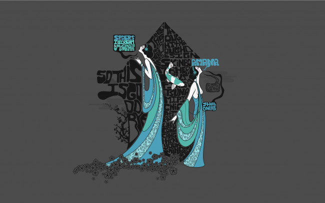 Обои картинки фото рисованные, минимализм, платья, девушки