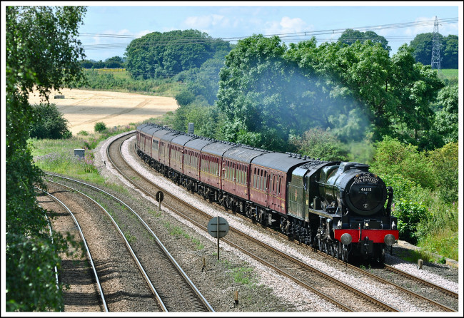 Обои картинки фото техника, паровозы, паровоз, вагоны, пассажирский, состав