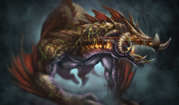 Картинка фэнтези драконы крилья монстр пасть дракон