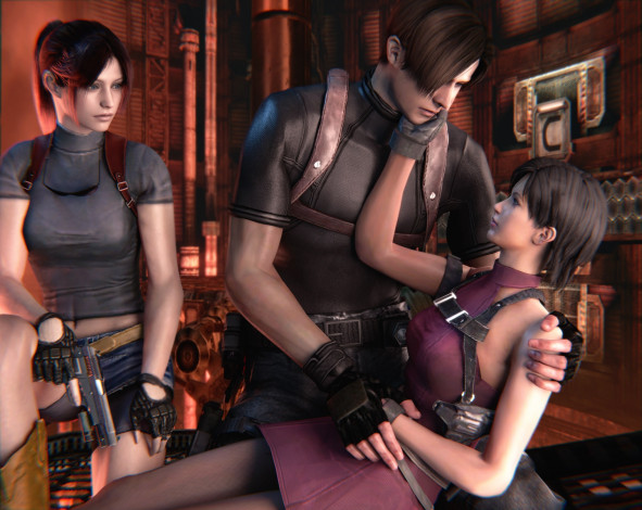 Обои картинки фото 3д графика, фантазия , fantasy, взгляд, девушки, парень, оружие, фон