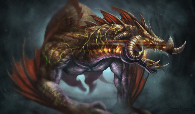 Обои картинки фото фэнтези, драконы, крилья, монстр, пасть, дракон