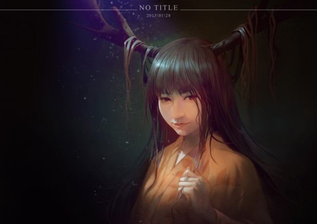 Обои картинки фото фэнтези, существа, рога, exe336, девушка, шатенка