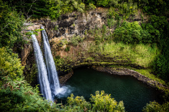 Картинка природа водопады лес водопад река