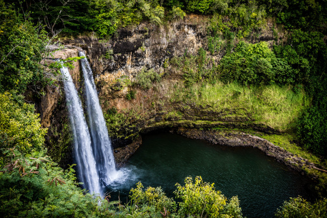 Обои картинки фото природа, водопады, лес, водопад, река