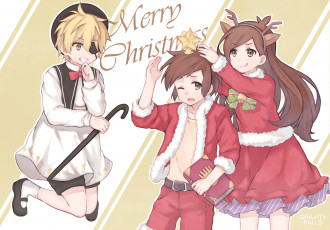 Картинка аниме зима +новый+год +рождество девушка взгляд фон