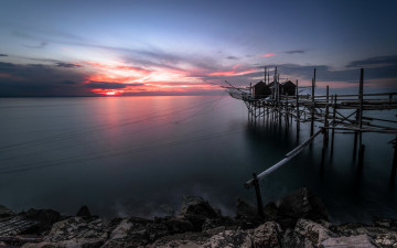 Картинка природа реки озера ночь озеро мост сети