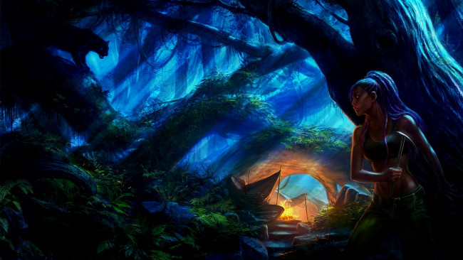 Обои картинки фото фэнтези, девушки, лес, девушка