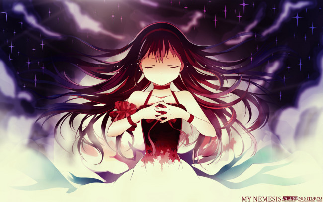 Обои картинки фото аниме, mahou shoujo madoka magika, akemi, homura