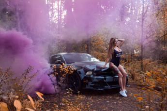 обоя автомобили, -авто с девушками, mustang