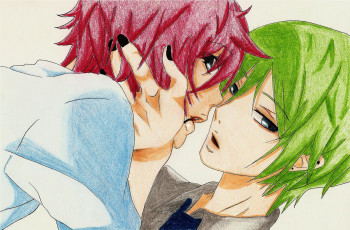 Картинка разное арты лица поцелуй