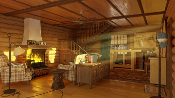 обоя интерьер, камины, уют, помещение, big, dipper