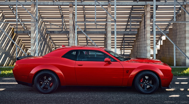 Обои картинки фото dodge challenger srt demon 2018, автомобили, dodge, demon, srt, challenger, red, 2018