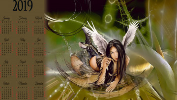 Картинка календари фэнтези крылья девушка