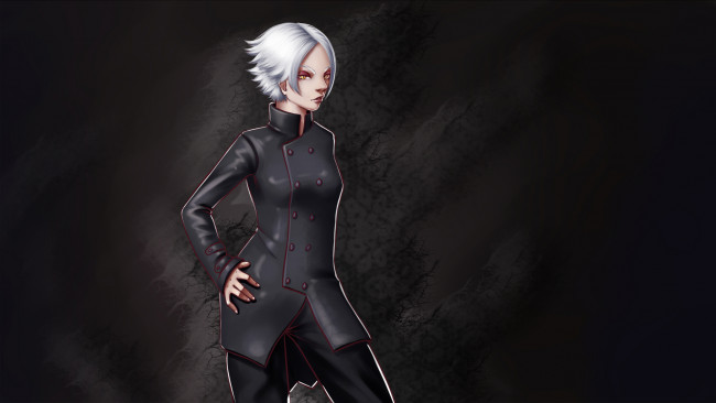 Обои картинки фото аниме, unknown,  другое , пиджак, взгляд, фон, девушка