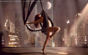 обоя календари, фэнтези, здание, небоскреб, девушка, 2019, calendar, обнаженная