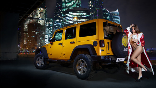 Обои картинки фото автомобили, -авто с девушками, вика, jeep, wrangler