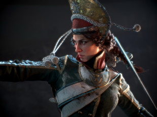 Картинка видео+игры ---другое женщина солдат оружие мундир ракурс