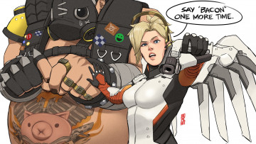 Картинка видео+игры overwatch mercy оружие крылья существо тату